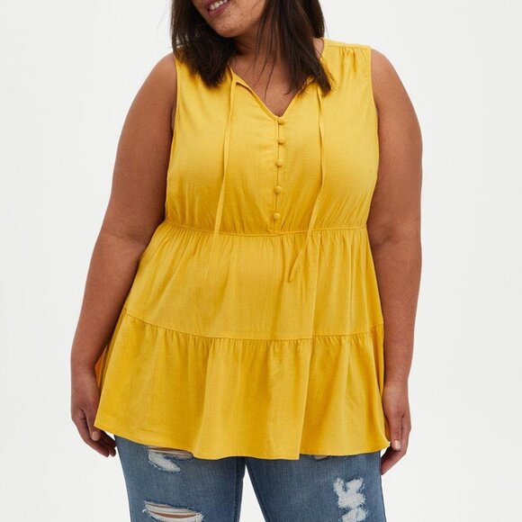 Torrid yellow button front tiered tank top - Picture 11 of 11